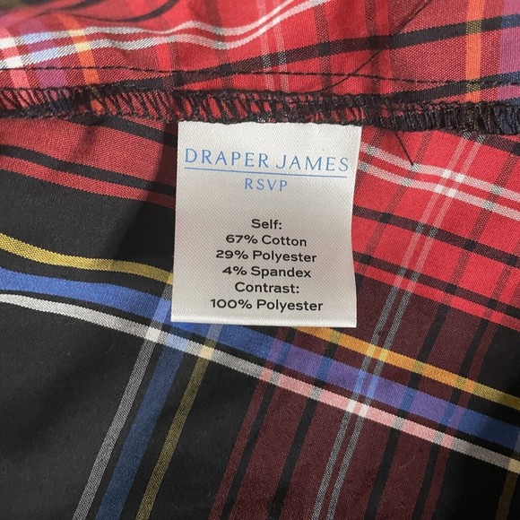 Draper James RSVP Red Black Bow Back Dress Plaid Size 1X Preppy Southern a3 - Picture 6 of 8